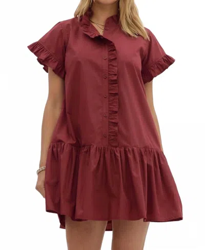 Entro Lottie Mini Dress In Burgundy In Red
