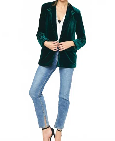 Entro Louie Velvet Blazer In Hunter Green
