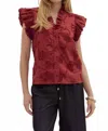 Entro Love Is Alive Flutter Sleeve Top In Red Floral In Multi
