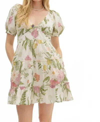 Entro Lovie Floral Mini Dress In Cream In Multi