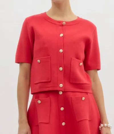 Entro Lucy Short Sleeve Sweater In Red