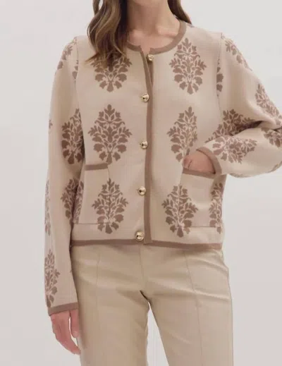 Entro Lyla Jacquard Sweater In Taupe In Brown