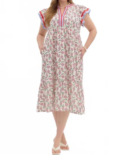 Entro Macie Floral Midi Dress - Plus In Red In Multi