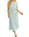 Entro Macy Belted Midi Dress In Seafoam In Green
