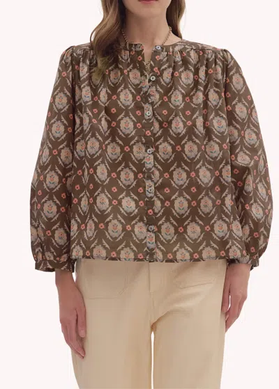 Entro Maddie Long Sleeve Top In Brown Floral