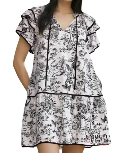 Entro Madeleine Piping Tiered Mini Dress In White