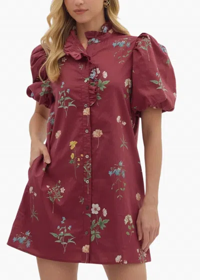 Entro Madison Mini Dress In Burgundy In Red