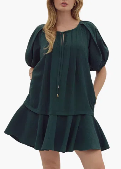 Entro Madison Mini Dress In Forest In Green