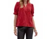 Entro Maeva Floral Embroidered Top In Red