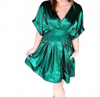 Entro Maggie Metallic Jewel Mini Dress In Green