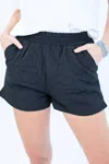 Entro Magical Weekend Puffer Shorts In Black In Black