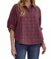 Entro Making Memories Plaid Blouse In Pink In Multi
