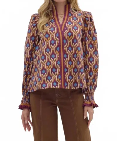 Entro Marigold Mirage Print Top In Geometric In Multi