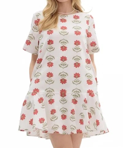Entro Marilyn Poppy Drop Waist Mini Dress In White