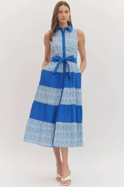 Entro Marina Dress In Blue In Multi