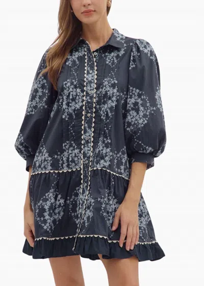 Entro Marion Mini Dress In Navy In Blue