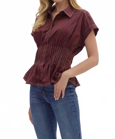 Entro Martini Fitted Top In Eggplant In Burgundy