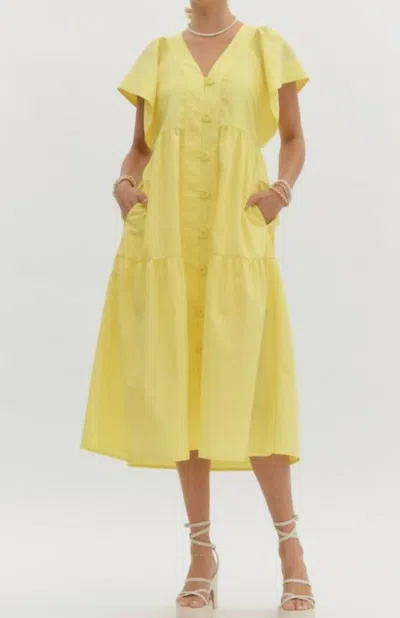 Entro Marvelous Midi Dress In Yellow
