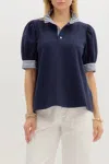 Entro Mary Short Sleeve Top In Navy In Blue