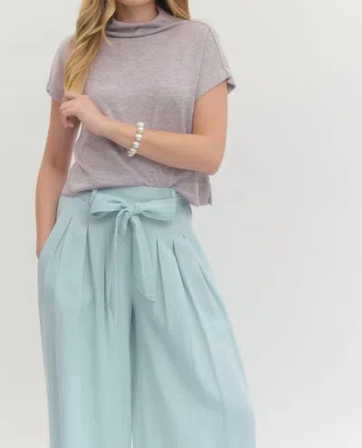 Entro Megan Knit Mock Neck Pullover Top In Lavender In Blue