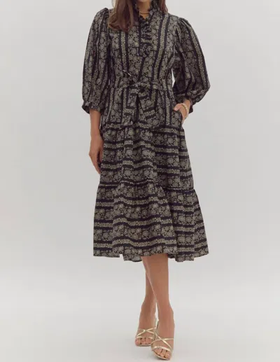 Entro Melissa Midi Dress In Black