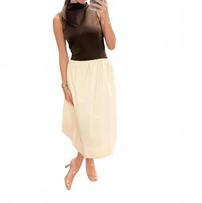 Entro Melody Two Tone Midi Dress In Mocha In Yellow
