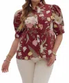 Entro Merlot Floral Top In Multi In Burgundy