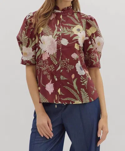Entro Merlot Floral Top In Multi