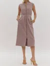 Entro Midday Zip-up Midi Dress In Mocha