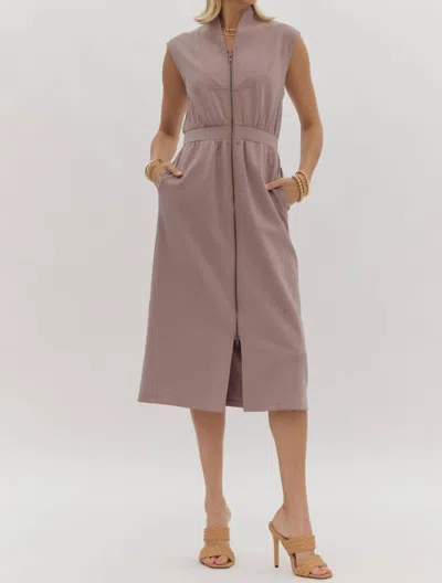 Entro Midday Zip-up Midi Dress In Mocha In Brown