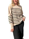 Entro Middle Striped Oversized Sweater In Ecru In White