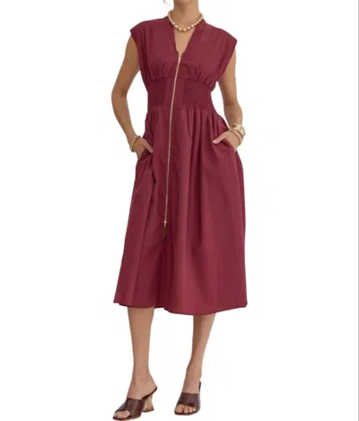 Entro Midi Dress In Merlot In Red