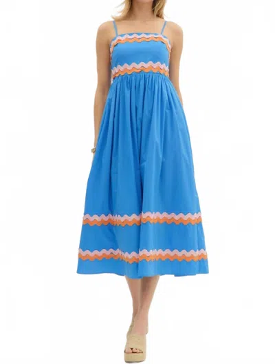 Entro Midi Sundress Rick Rack Trim In Blue