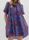 Entro Midnight Garden Dress In Blue Multi In Multi