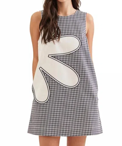 Entro Midnight Garden Gingham Dress In Navy In Blue