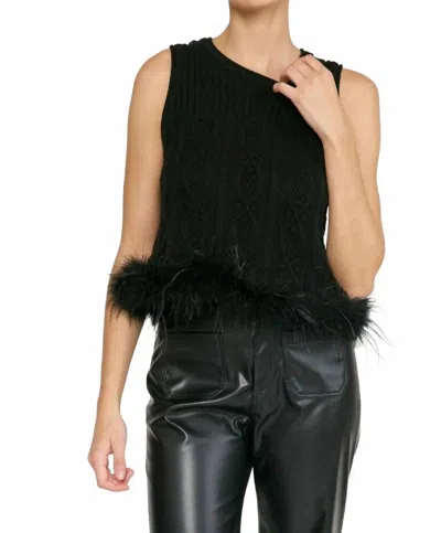 Entro Midnight Glam Feather Tank In Black