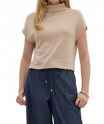 Entro Midtown Knit Mock Neck Top In Cream In White