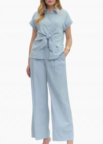 Entro Mila Tie Detail Top In Light Blue