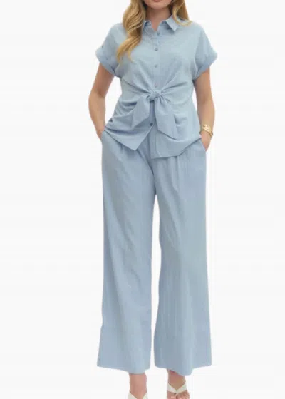 Entro Mila Wide Leg Pants In Light Blue