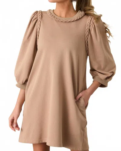 Entro Miller Puff Sleeve Mini Dress In Light Mocha In Brown