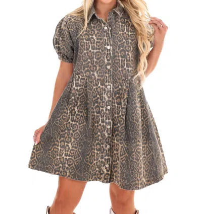 Entro Missing Out Cheetah Mini Dress In Brown