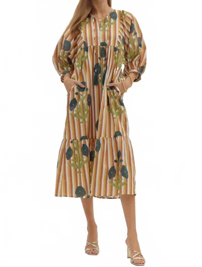 Entro Missy Fall Dress In Caramel In Multi