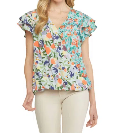Entro Mixed Floral Print Top In Multi