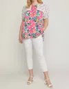 Entro Mixed Print & Lace Blouse In Ivory