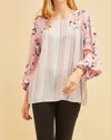Entro Mixed Print Blouse In Blush In Gold