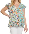 Entro Mixed Print Surplice Top In Multicolor