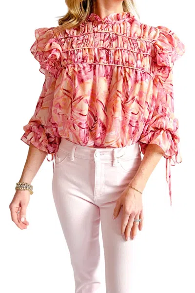 Entro Mock Neck Long Sleeve Top In Blush In Gold