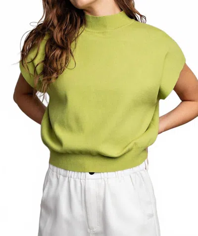 Entro Mock Neck Short Sleeve Top In Green