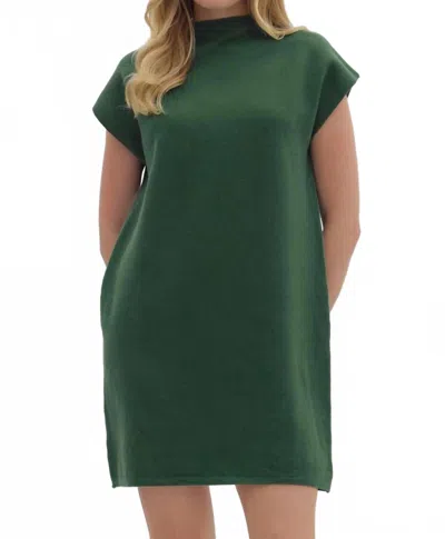 Entro Mock Neck Sweater Mini Dress In Heather Green