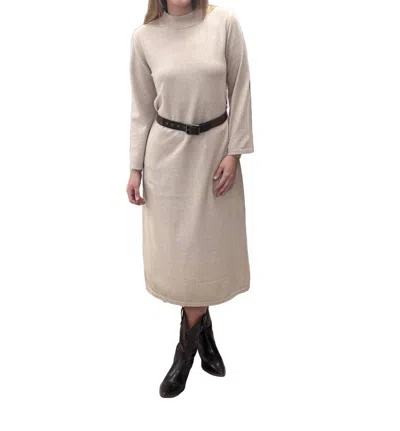Entro Mockneck Midi Dress In Beige In White